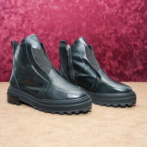 Schutz Women Johan Platform Festival Moto Zip Leather Ankle Boots Sz 10